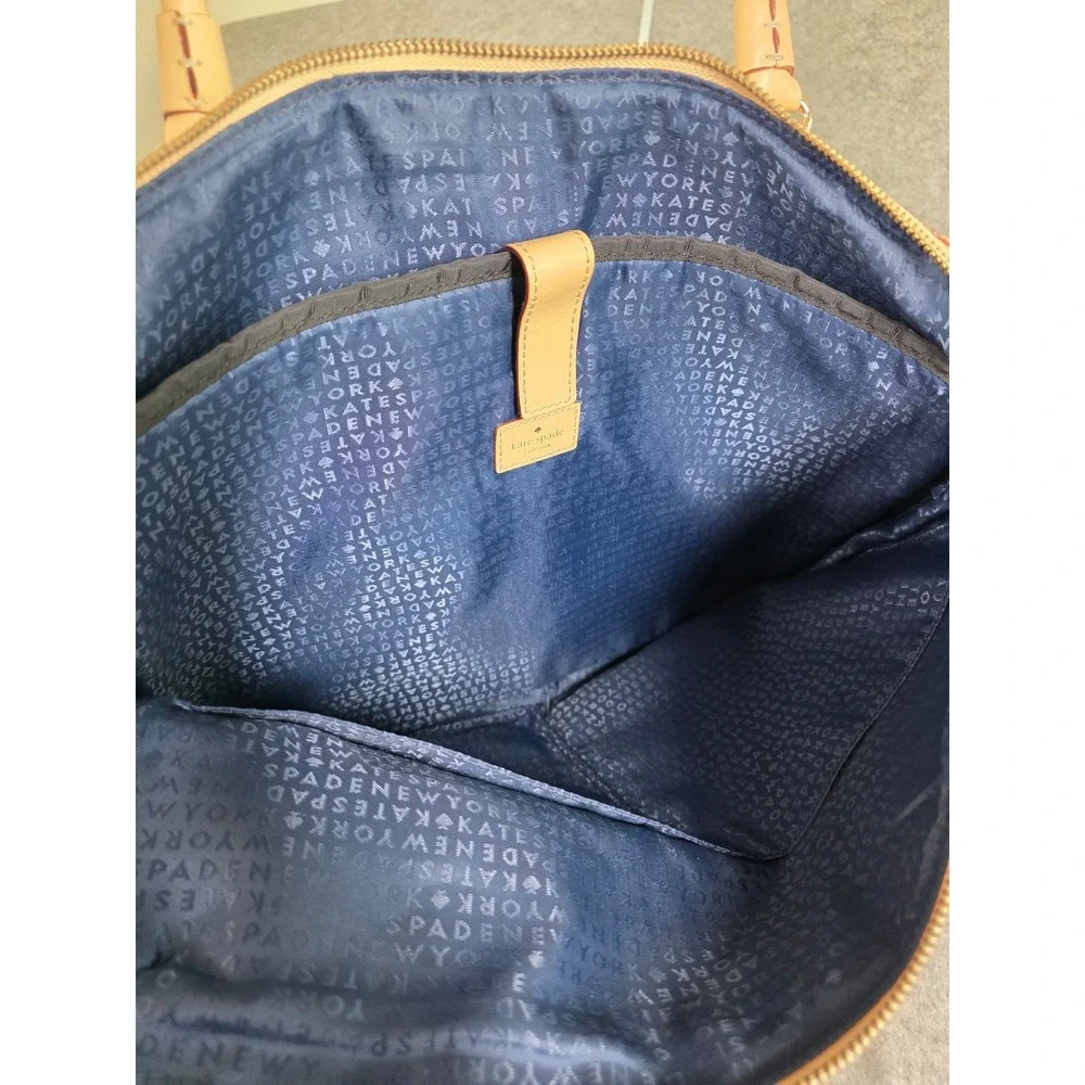 Kate Spade Kennedy Park Calista Laptop Bag‎ Navy Blue Nylon Leather Trim Lined